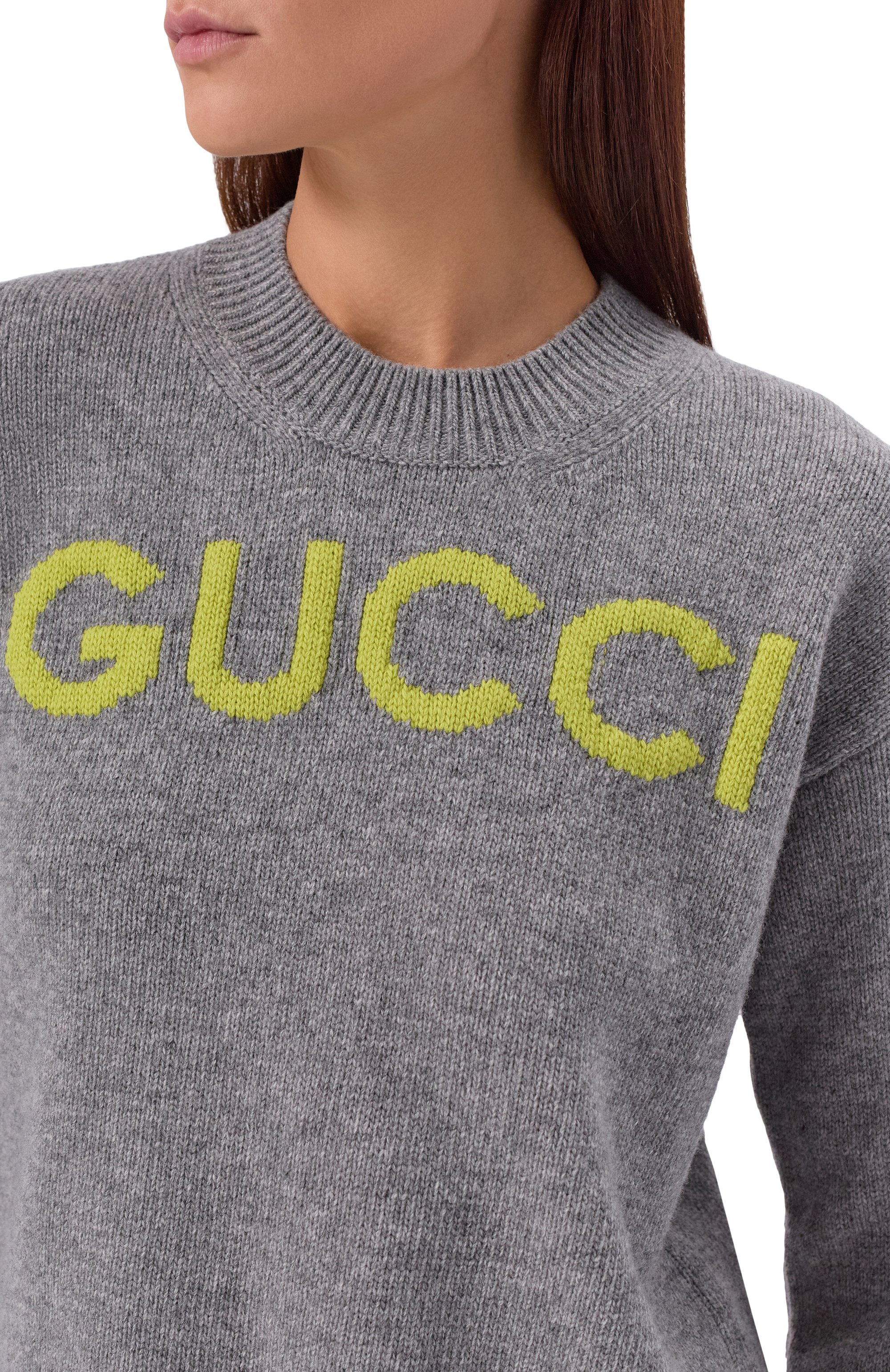 Шерстяной свитер GUCCI серого цвета по цене 194500 руб., арт. 770072/XKEBC, фото 5 Шерстяной свитер GUCCI, арт. 770072/XKEBC, фото 5