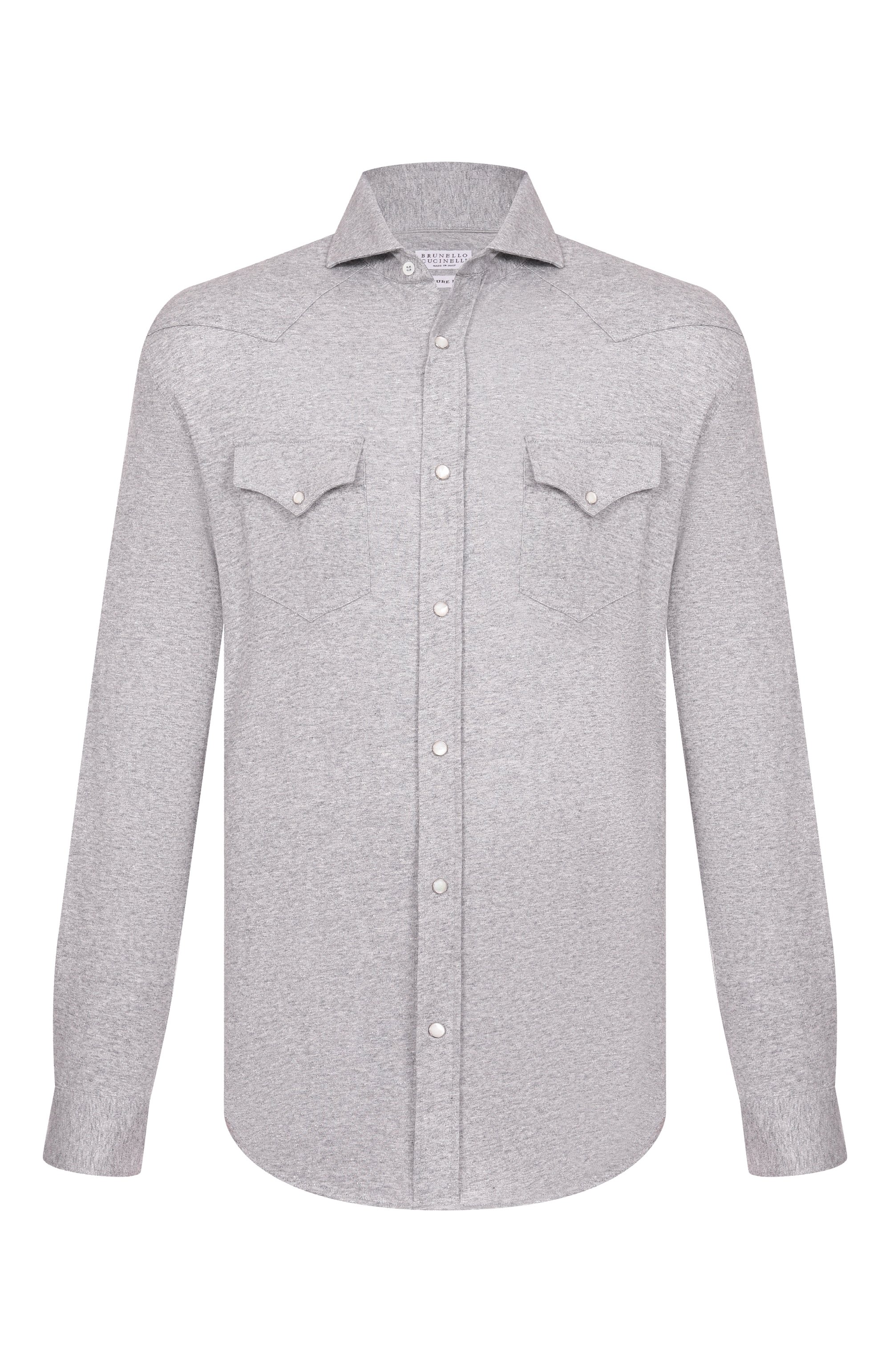 Рубашка изо льна и хлопка BRUNELLO CUCINELLI, арт. MW8356666, фото 1