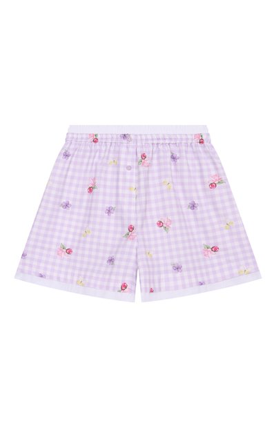 Хлопковые шорты MONNALISA сиреневого цвета по цене 12000 руб., арт. 11G409, фото 1 Хлопковые шорты MONNALISA, арт. 11G409, фото 1