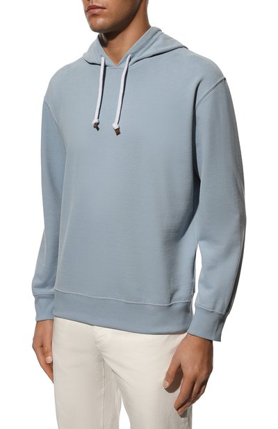Хлопковое худи BRUNELLO CUCINELLI голубого цвета по цене 81850 руб., арт. MTU143450, фото 3 Хлопковое худи BRUNELLO CUCINELLI, арт. MTU143450, фото 3
