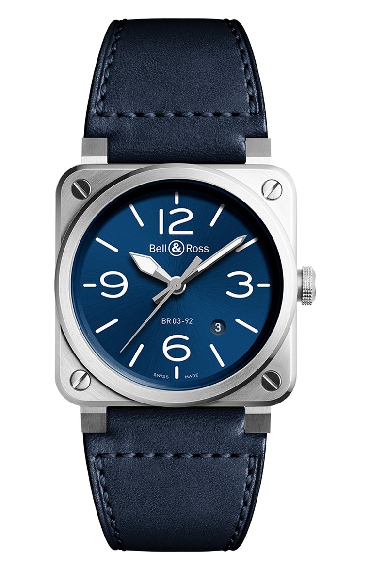 Мужские часы br 03-92 blue steel BELL & ROSS бесцветного цвета, арт. BR0392-BLU-ST/SCA | Фото 1 (Механизм: Автомат; Материал корпуса: Сталь; Региональные ограничения белый список (Axapta Mercury): Не проставлено; Нос: Не проставлено; Цвет циферблата: Синий; Ограничения доставки: m-style)