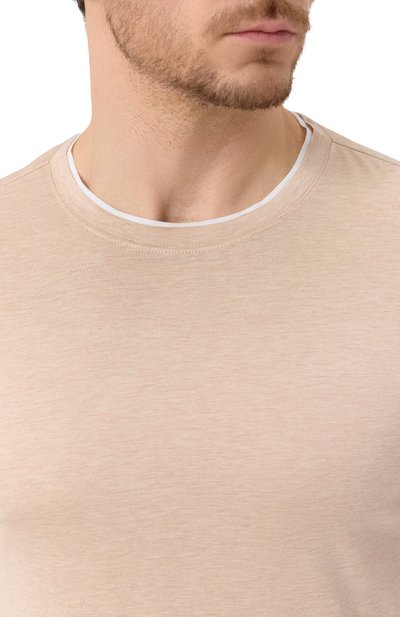 Футболка из шелка и хлопка GRAN SASSO бежевого цвета по цене 30700 руб., арт. 60123/78410, фото 5 Футболка из шелка и хлопка GRAN SASSO, арт. 60123/78410, фото 5