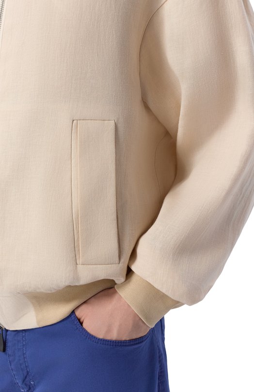 Льняной бомбер Kiton UGK137K0708H Бежевый  UGK137K0708H Фото 5