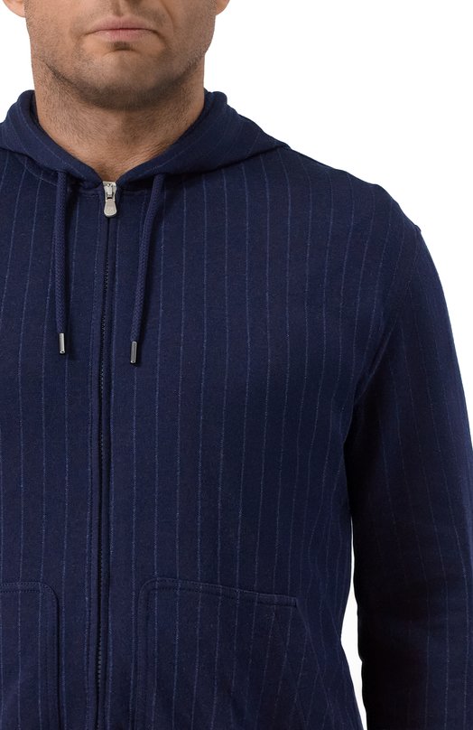 Толстовка из хлопка и кашемира Brunello Cucinelli MM8339069G Синий  MM8339069G Фото 5