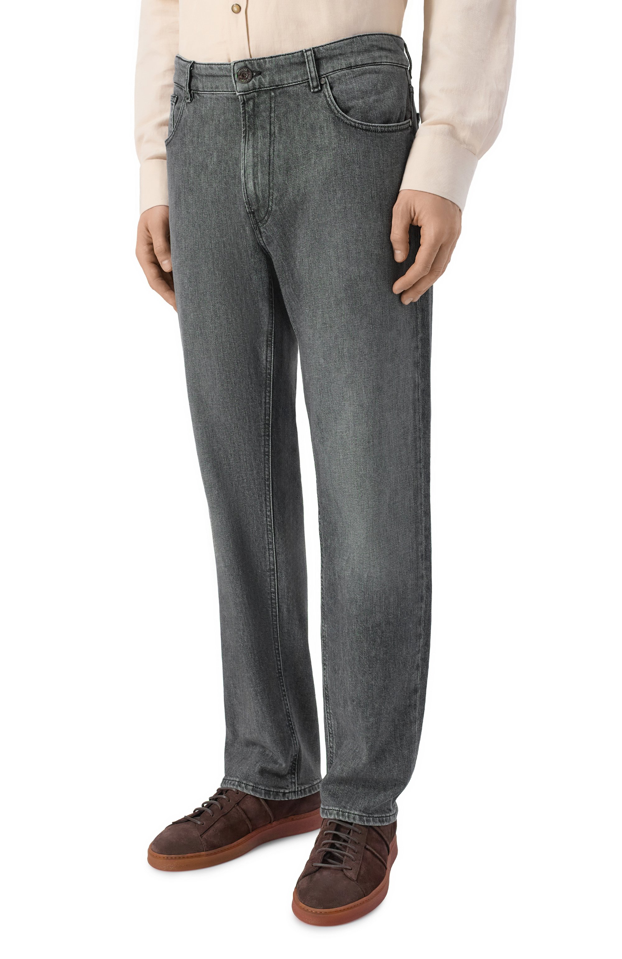 Джинсы ANDREA CAMPAGNA темно-серого цвета по цене 39950 руб., арт. P-380 BLACK USED/CABRA BLACK TRAMA BIANCA, фото 3 Джинсы ANDREA CAMPAGNA, арт. P-380 BLACK USED/CABRA BLACK TRAMA BIANCA, фото 3