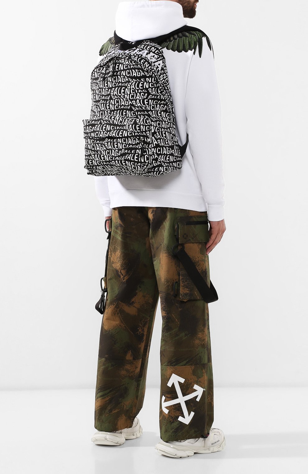 Текстильный рюкзак logo wave BALENCIAGA черно-белого цвета по цене 58650 руб., арт. 507460/9MIAN, фото 2 Текстильный рюкзак logo wave BALENCIAGA, арт. 507460/9MIAN, фото 2