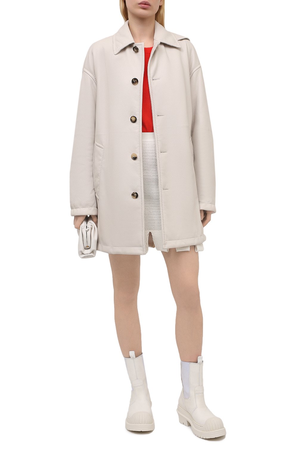 Кожаное пальто BOTTEGA VENETA кремового цвета по цене 737000 руб., арт. 655939/V0Q60, фото 2 Кожаное пальто BOTTEGA VENETA, арт. 655939/V0Q60, фото 2