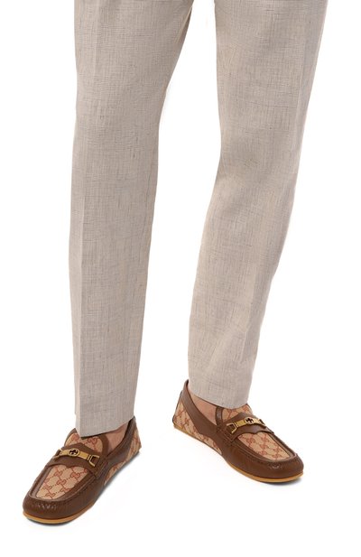 Комбинированные мокасины GUCCI бежевого цвета по цене 84960 руб., арт. 655519 1XO20, фото 3 Комбинированные мокасины GUCCI, арт. 655519 1XO20, фото 3