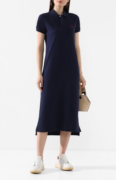Хлопковое платье POLO RALPH LAUREN темно-синего цвета по цене 16250 руб., арт. 211780107, фото 2 Хлопковое платье POLO RALPH LAUREN, арт. 211780107, фото 2
