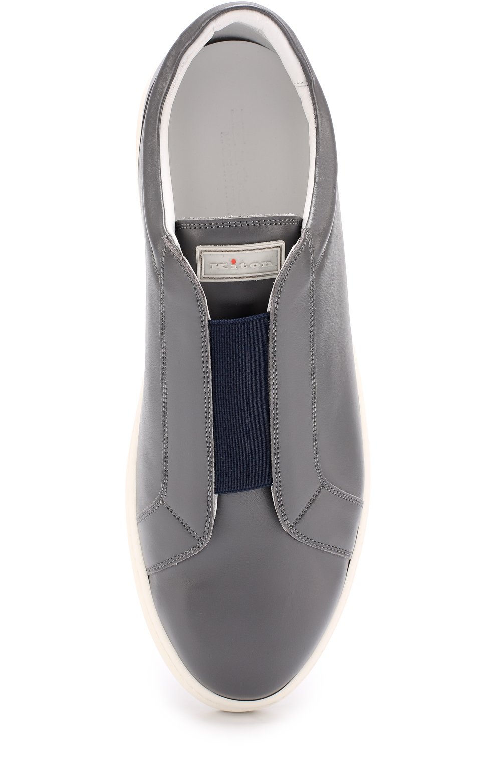 Кожаные кеды без шнуровки с эластичной вставкой KITON серого цвета по цене 99500 руб., арт. USSC0DE/N00331, фото 4 Кожаные кеды без шнуровки с эластичной вставкой KITON, арт. USSC0DE/N00331, фото 4