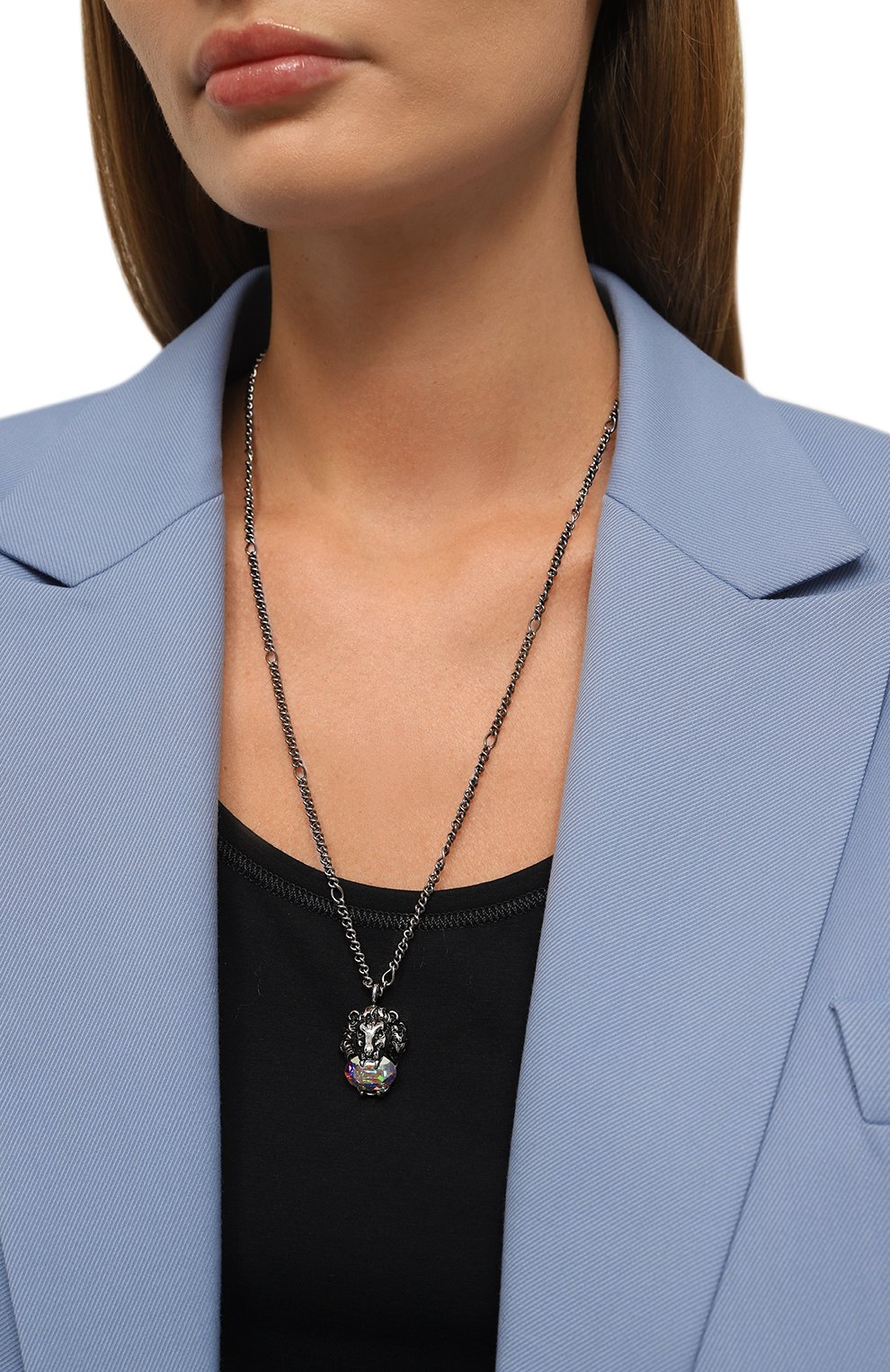 Колье GUCCI серебряного цвета по цене 46080 руб., арт. 412885 J3F42, фото 2 Колье GUCCI, арт. 412885 J3F42, фото 2