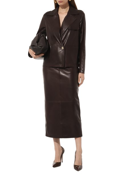 Кожаная юбка VENERA M. темно-коричневого цвета по цене 128100 руб., арт. С-10, фото 2 Кожаная юбка VENERA M., арт. С-10, фото 2