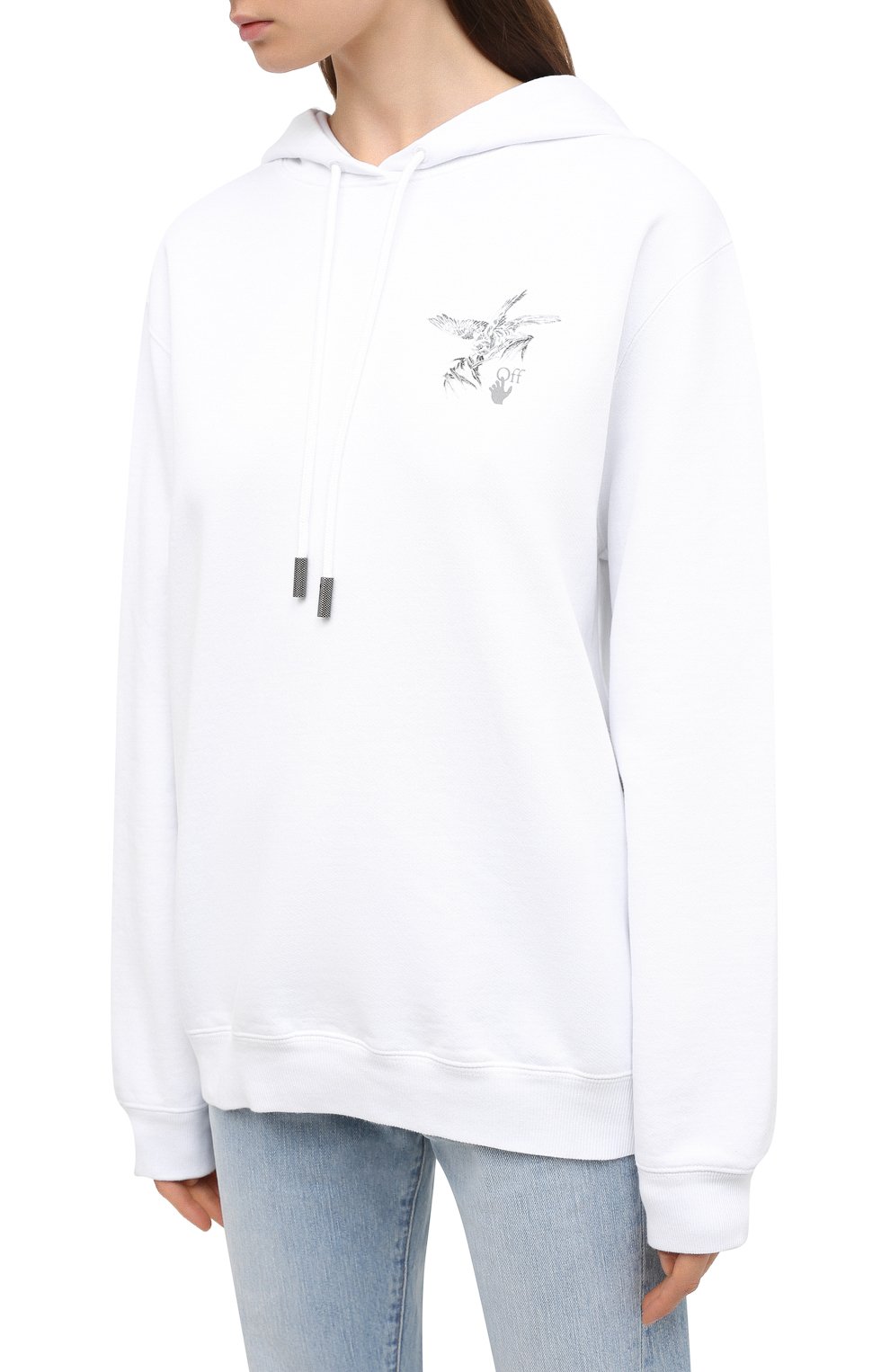 Хлопковое худи OFF-WHITE белого цвета по цене 58050 руб., арт. 0WBB035F20JER0050109, фото 3 Хлопковое худи OFF-WHITE, арт. 0WBB035F20JER0050109, фото 3