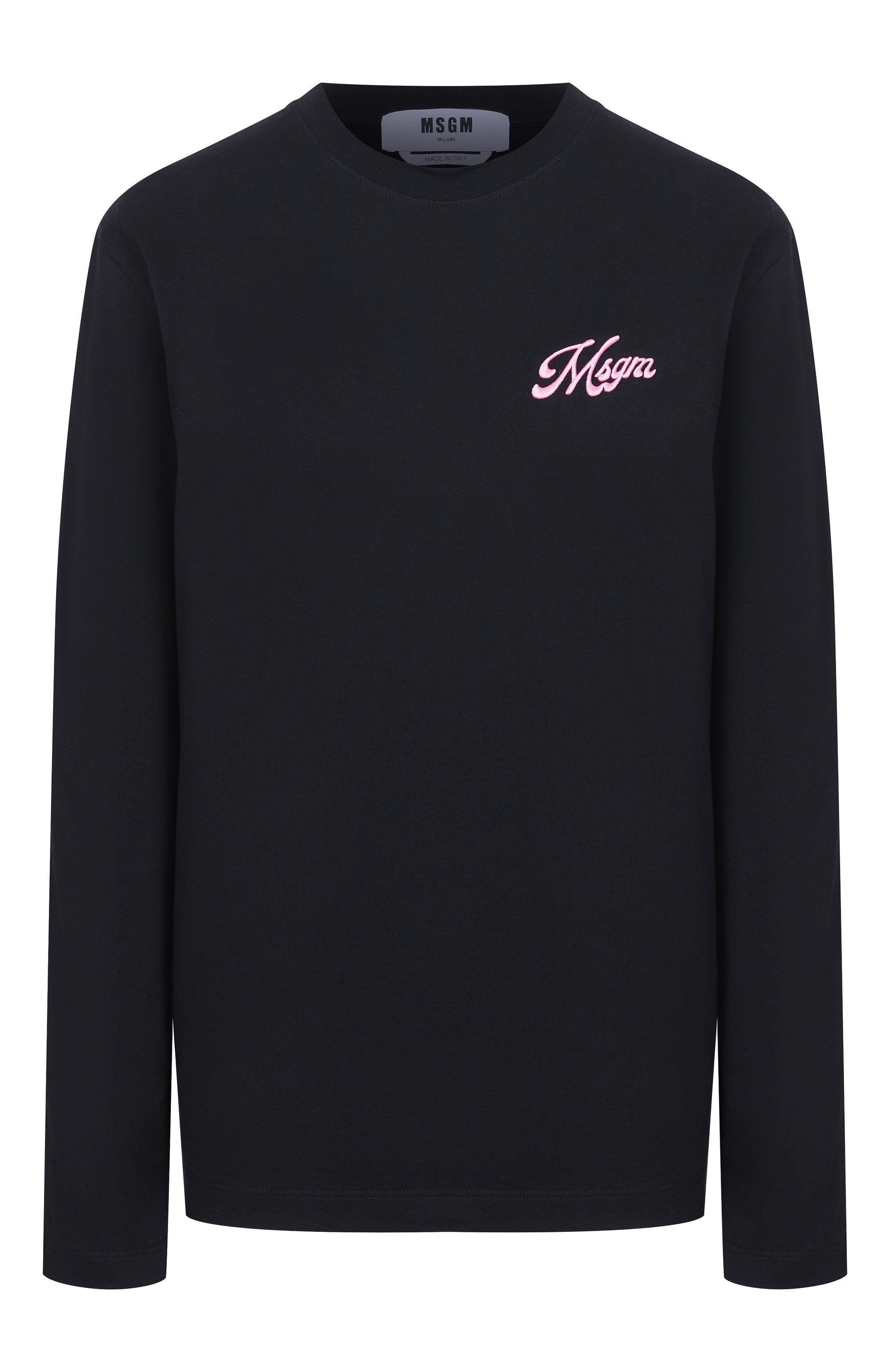 Хлопковый лонгслив MSGM черного цвета по цене 19950 руб., арт. 4041MDM111D/267002, фото 1 Хлопковый лонгслив MSGM, арт. 4041MDM111D/267002, фото 1