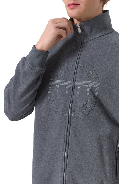 Хлопковая толстовка BRUNELLO CUCINELLI темно-серого цвета по цене 174500 руб., арт. MM8363140G, фото 5 Хлопковая толстовка BRUNELLO CUCINELLI, арт. MM8363140G, фото 5