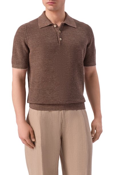 Поло изо льна и хлопка BRUNELLO CUCINELLI, арт. M2L707715, фото 3