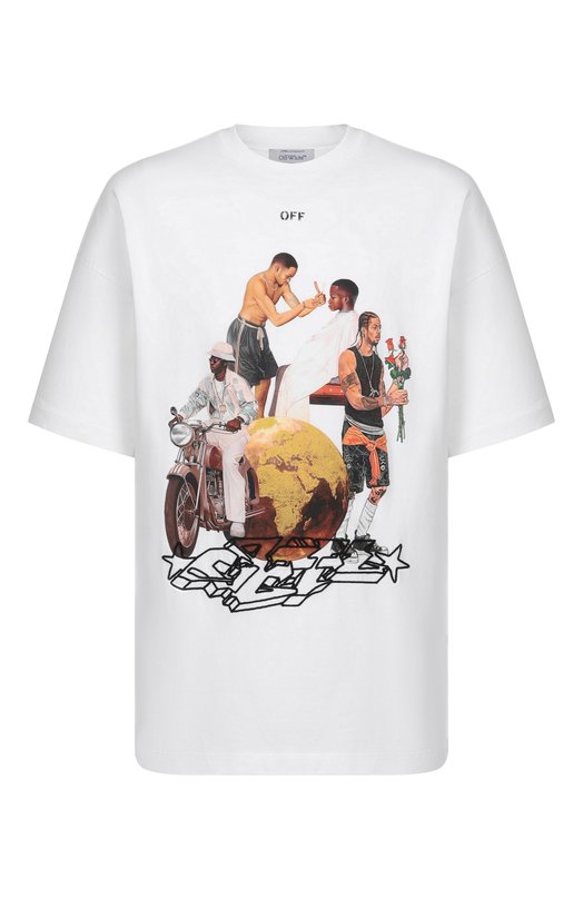 Хлопковая футболка Off-White 0MAA161F25JER001 Белый 0MAA161F25JER001