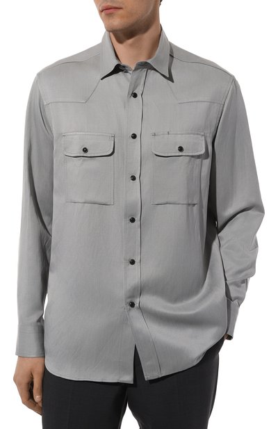 Рубашка из шелка и льна BRIONI, арт. SCFN0LPB103, фото 3