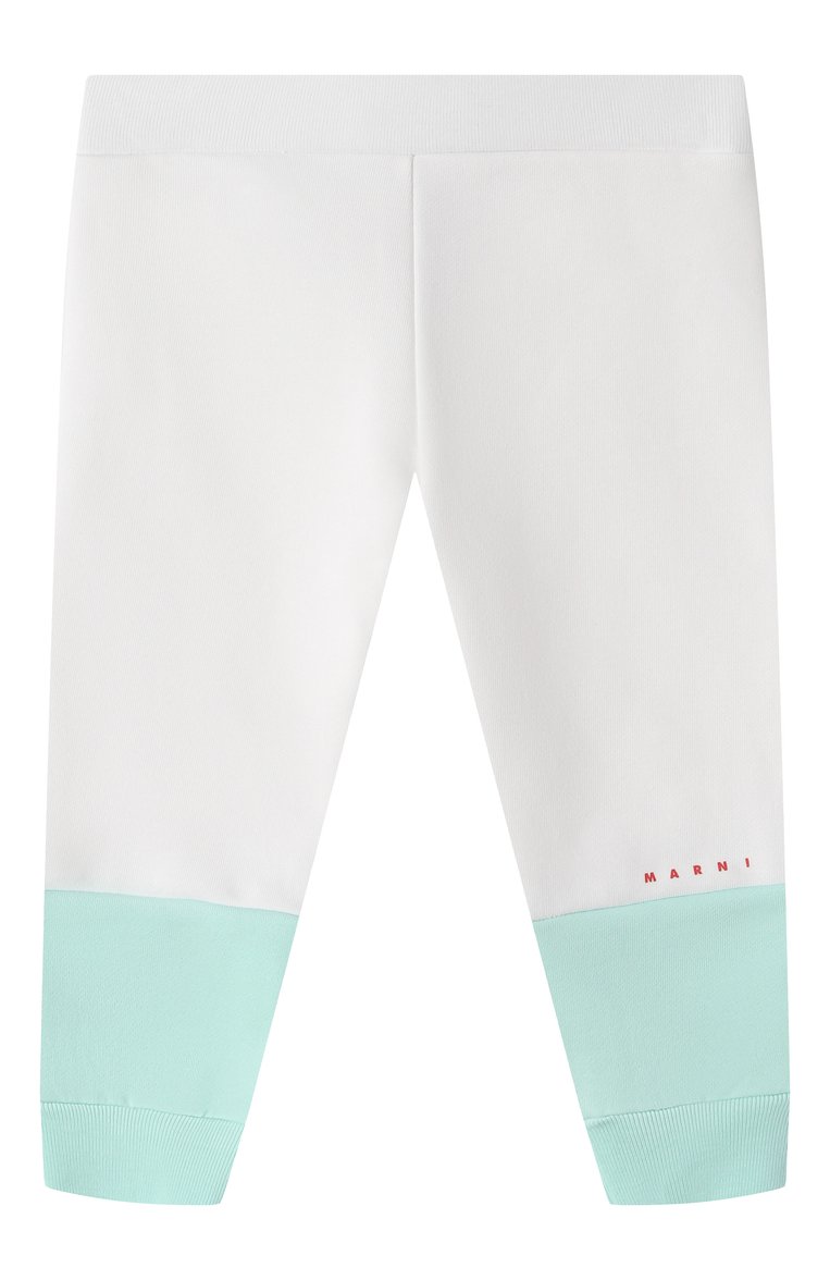 Детские хлопковые джоггеры MARNI белого цвета, арт. M01390/M00V0 | Фото 1 (Нос: Не проставлено; Материал сплава: Проставлено; Кросс-КТ НВ: Джоггеры; Материал внешний: Хлопок; Ростовка одежда: 18 мес | 86 см, 24 мес | 92 см)