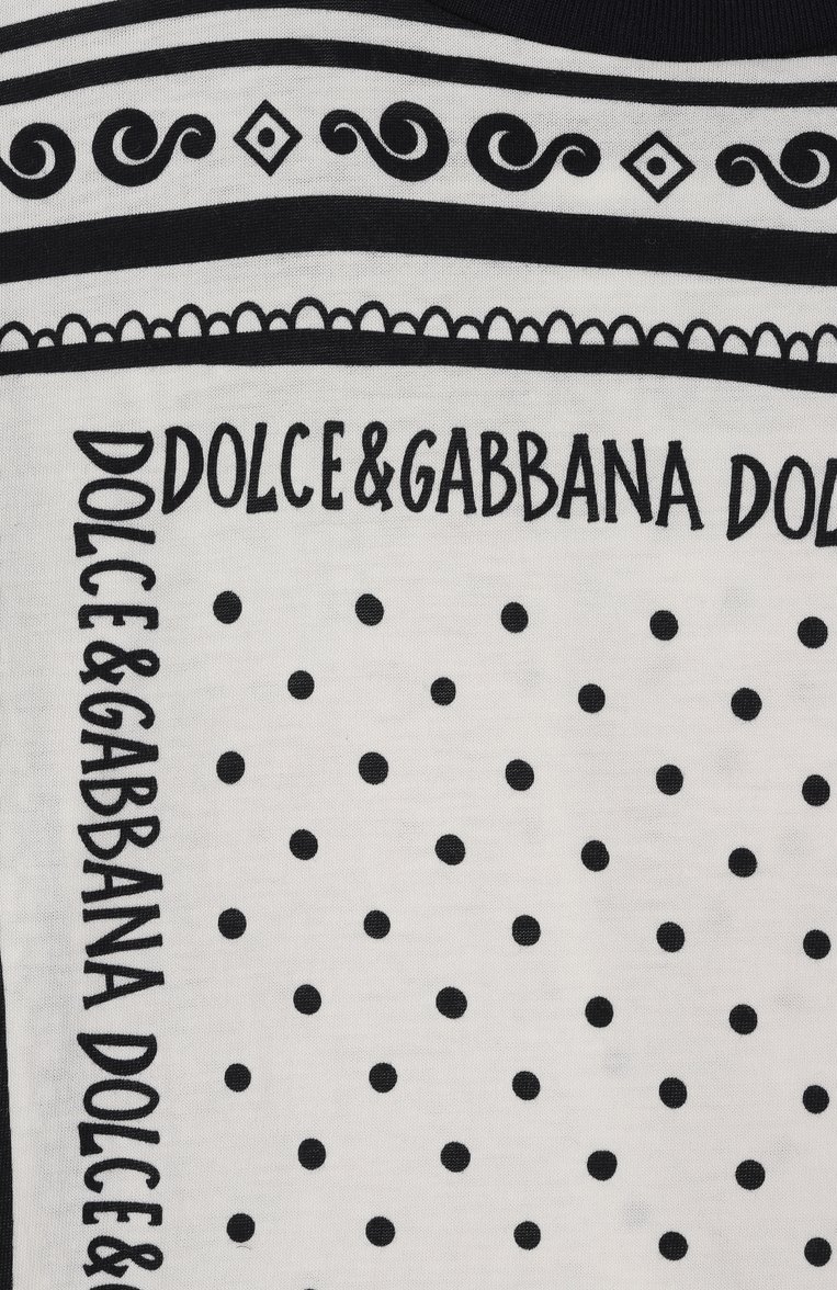 Детская хлопковая футболка DOLCE & GABBANA черно-белого цвета, арт. L4JTHV/II7FZ/2-6 | Фото 3 (Рукава: Короткие; Мальчики Кросс-КТ: Футболка-одежда; Материал внешний: Хлопок; Ростовка одежда: 5 лет | 110 см, 4 года | 104 см, 6 лет | 116 см, 2 года | 92 см, 3 года | 98 см)