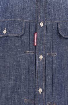 Мужская рубашка из хлопка и льна DSQUARED2 синего цвета, арт. S74DM0896/D30012 | Фото 6 (Длина (для топов): Стандартные; Материал внешний: Лен, Хлопок, Деним; Рукава: Длинные; Кросс-КТ: Деним; Принт: Однотонные; Манжеты: На пуговицах; Воротник: Кент; Случай: Повседнев�ный; Стили: Кэжуэл)