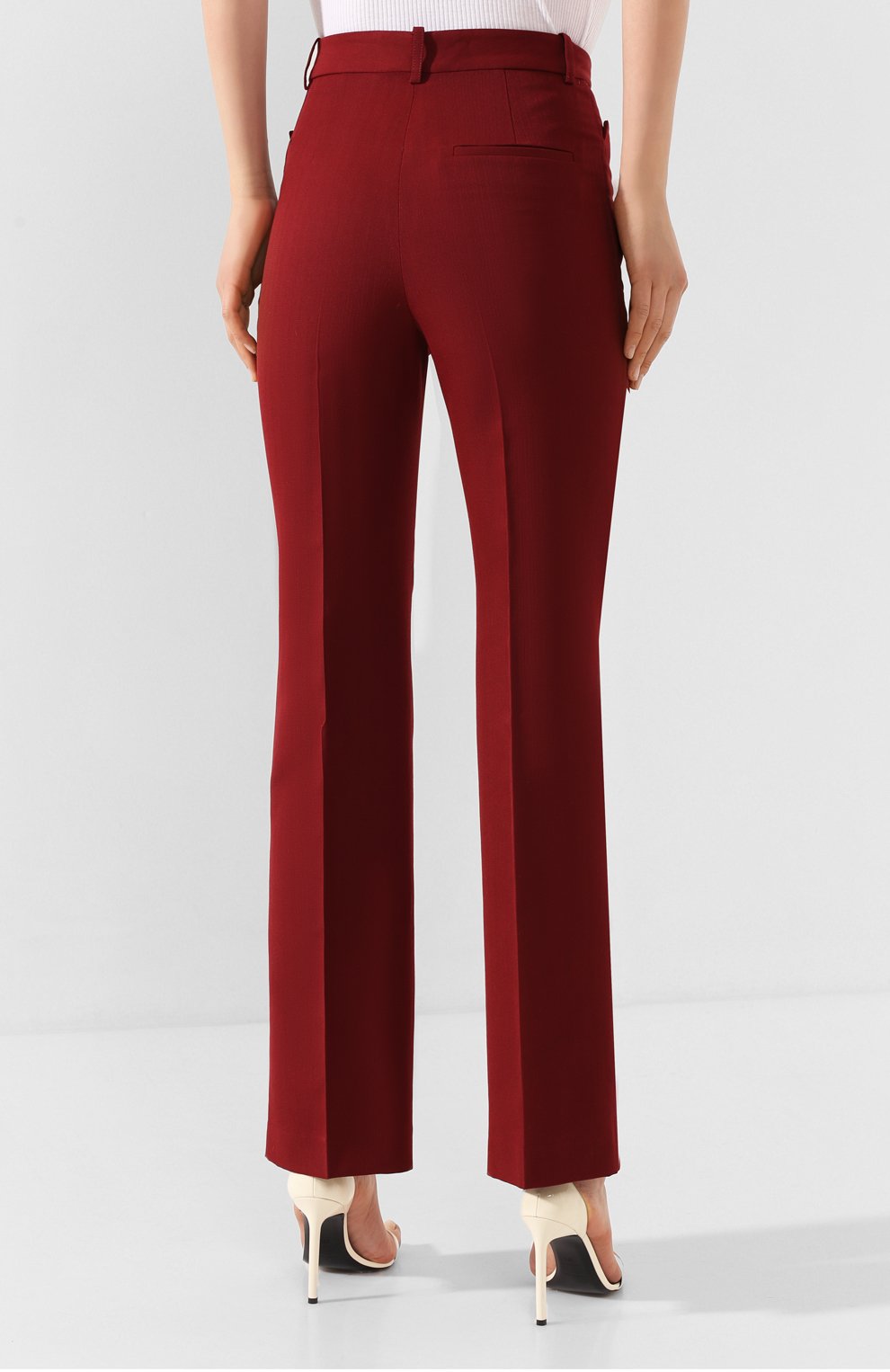 Брюки VICTORIA BECKHAM бордового цвета по цене 82950 руб., арт. 1120WTR000629C, фото 4 Брюки VICTORIA BECKHAM, арт. 1120WTR000629C, фото 4