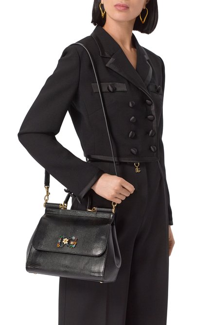 Женская сумка sicily medium DOLCE & GABBANA черного цвета, арт. BB6002/AI742 | Фото 2 (Ремень/цепочка: На ремешке; Материал: Натуральная кожа; Статус проверки: Проверено, Проверена категория; Сумки-технические: Сумки через плечо, Сумки top-handle; Размер: medium)