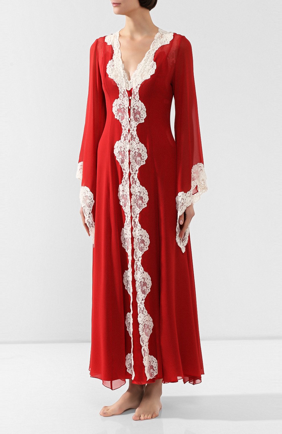 Халат JANE WOOLRICH красного цвета по цене 86560 руб., арт. 56813silkchiffon, фото 3 Халат JANE WOOLRICH, арт. 56813silkchiffon, фото 3