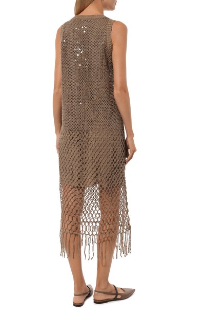 Платье из шелка и льна BRUNELLO CUCINELLI, арт. MCBR02A90, фото 4