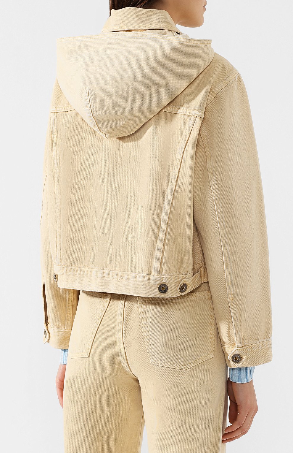 Джинсовая куртка NANUSHKA бежевого цвета по цене 41900 руб., арт. M0JAVE_CREME_DENIM, фото 4 Джинсовая куртка NANUSHKA, арт. M0JAVE_CREME_DENIM, фото 4