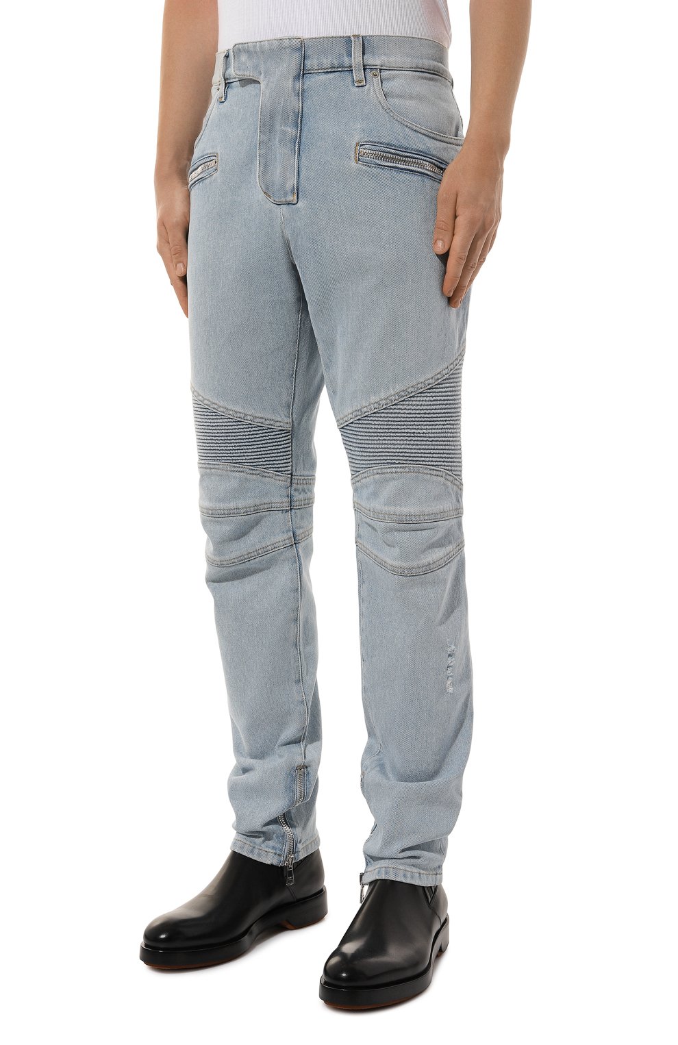 Джинсы BALMAIN голубого цвета по цене 110000 руб., арт. DH1MG009/DE59, фото 3 Джинсы BALMAIN, арт. DH1MG009/DE59, фото 3