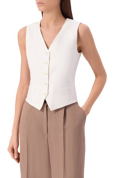 Льняной жилет WEEKEND MAX MARA белого цвета по цене 29950 руб., арт. WKDPACE, фото 3 Льняной жилет WEEKEND MAX MARA, арт. WKDPACE, фото 3