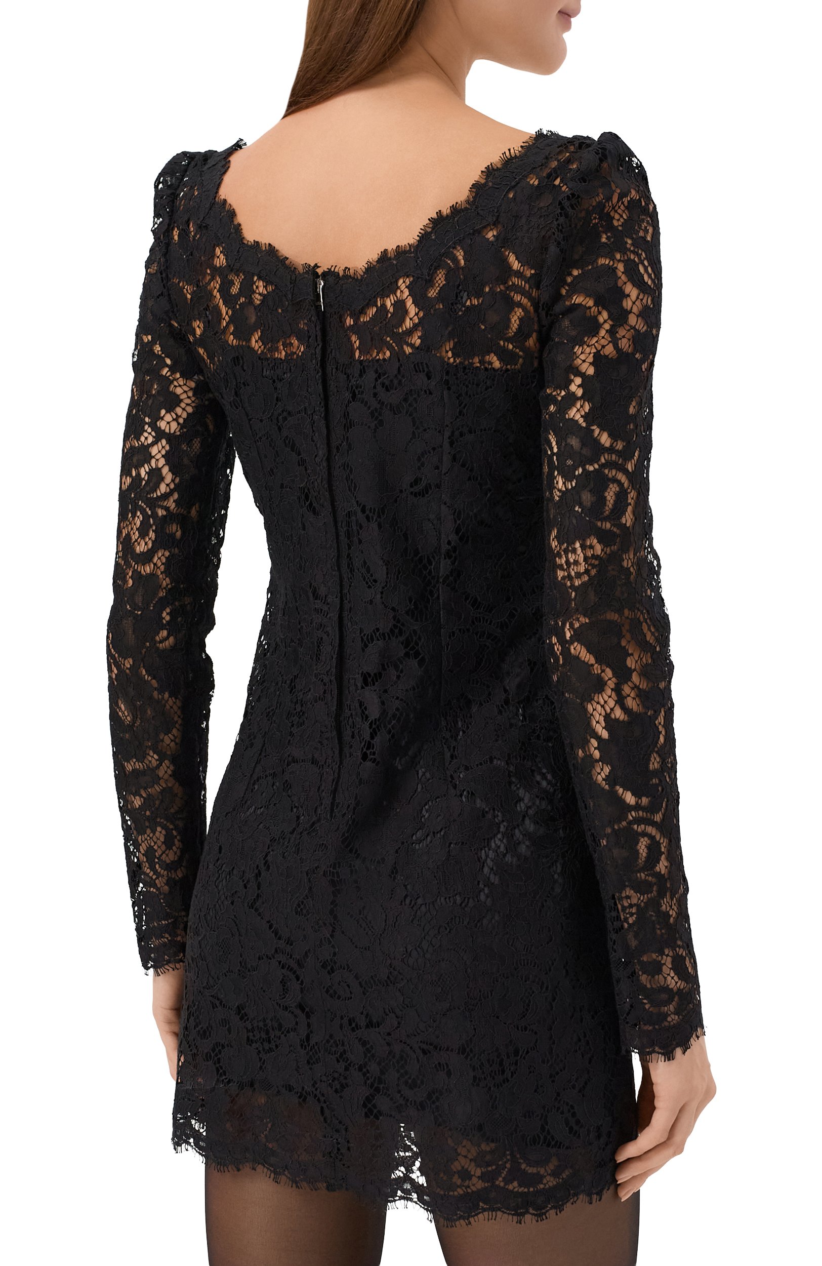 Платье из хлопка и вискозы DOLCE & GABBANA черного цвета по цене 377500 руб., арт. F632IT/HLM5E, фото 4 Платье из хлопка и вискозы DOLCE & GABBANA, арт. F632IT/HLM5E, фото 4