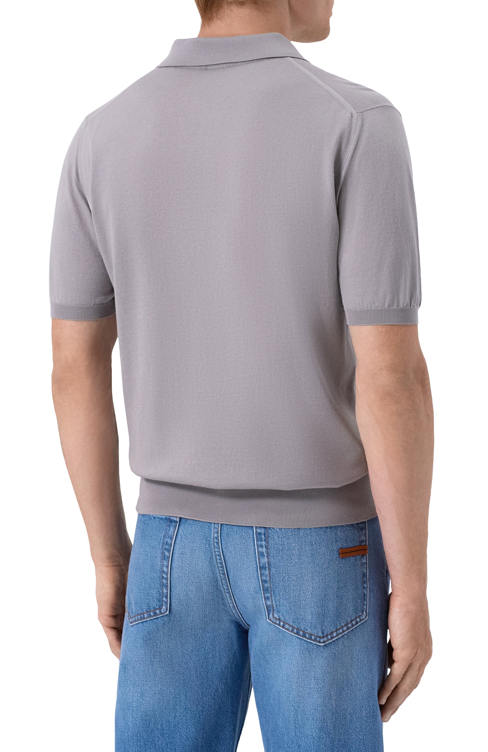 Хлопковое поло KITON светло-серого цвета по цене 133500 руб., арт. UMKX33ZK358, фото 4 Хлопковое поло KITON, арт. UMKX33ZK358, фото 4