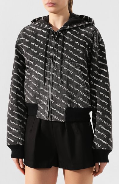 Джинсовый бомбер ALEXANDER WANG черно-белого цвета по цене 59950 руб., арт. 4D992394CG, фото 3 Джинсовый бомбер ALEXANDER WANG, арт. 4D992394CG, фото 3