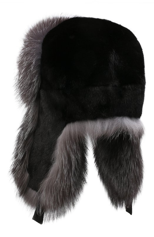Меховая шапка-ушанка из норки и лисы VICTORIA KUSENKOVA 322805523227 Чёрный  322805523227 Фото 2