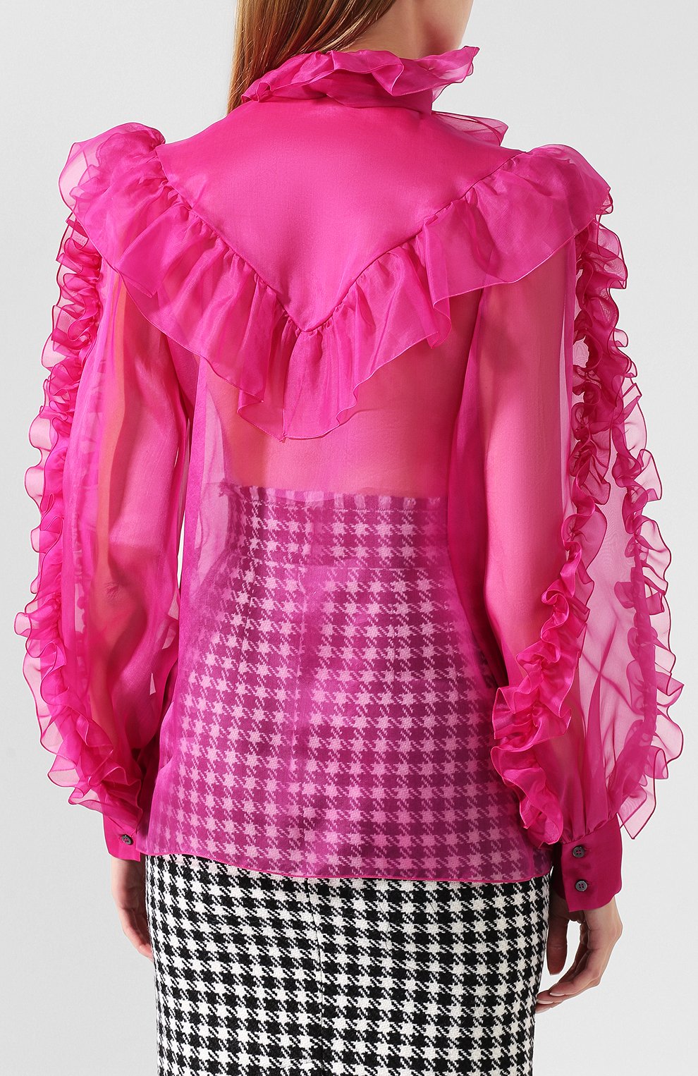 Шелковая блузка DOLCE & GABBANA фуксия цвета по цене 157500 руб., арт. F5J45T/FU1BU, фото 4 Шелковая блузка DOLCE & GABBANA, арт. F5J45T/FU1BU, фото 4