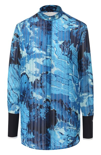 Женская блузка с принтом VICTORIA, VICTORIA BECKHAM, арт. SHVV 155 SS19 PRINTED SATIN STRIPE