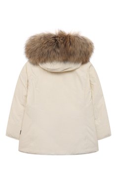 Детская парка WOOLRICH кремвого цвета, арт. CFWKOU0221FRUT0641 | Фото 2 (Рукава: Длинные; Материал внешний: Синтетический материал, Хлопок; Материал сплава: Проставлено; Драгоценные камни: Проставлено)