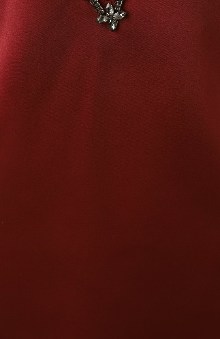 Женское платье с отделкой стразами SELF-PORTRAIT бордового цвета, арт. RS25002S | Фото 6 (Длина Ж (юбки, платья, шорты): Мини; Драгоценные камни: Проставлено; Материал сплава: Проставлено; Женское Кросс-КТ: Платье-одежда; Случай: Коктейльный; Рукава: На бретелях; Стили: Романтичный; Материал внешний: Синтетический материал)