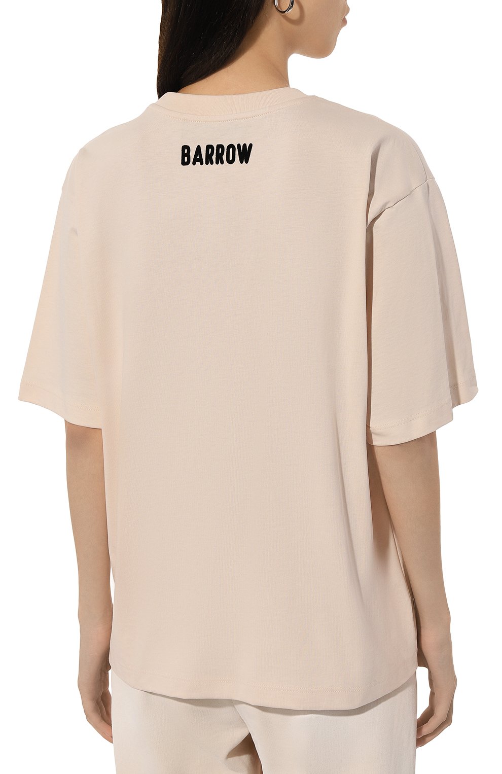 Хлопковая футболка BARROW кремового цвета по цене 12350 руб., арт. F4BWW0TH080, фото 4 Хлопковая футболка BARROW, арт. F4BWW0TH080, фото 4