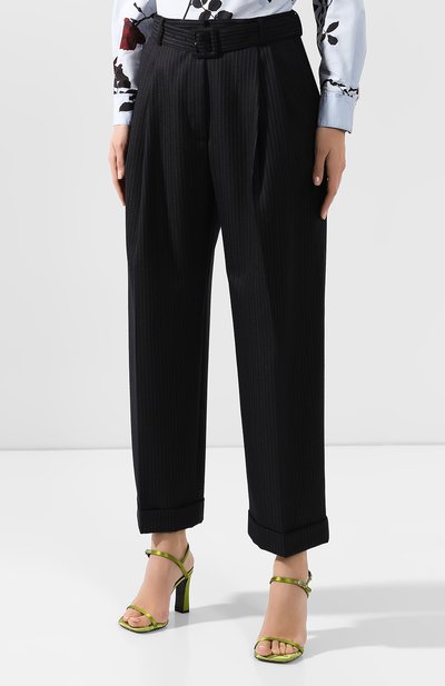 Шерстяные брюки DRIES VAN NOTEN темно-синего цвета по цене 46000 руб., арт. 192-10915-8182, фото 3 Шерстяные брюки DRIES VAN NOTEN, арт. 192-10915-8182, фото 3
