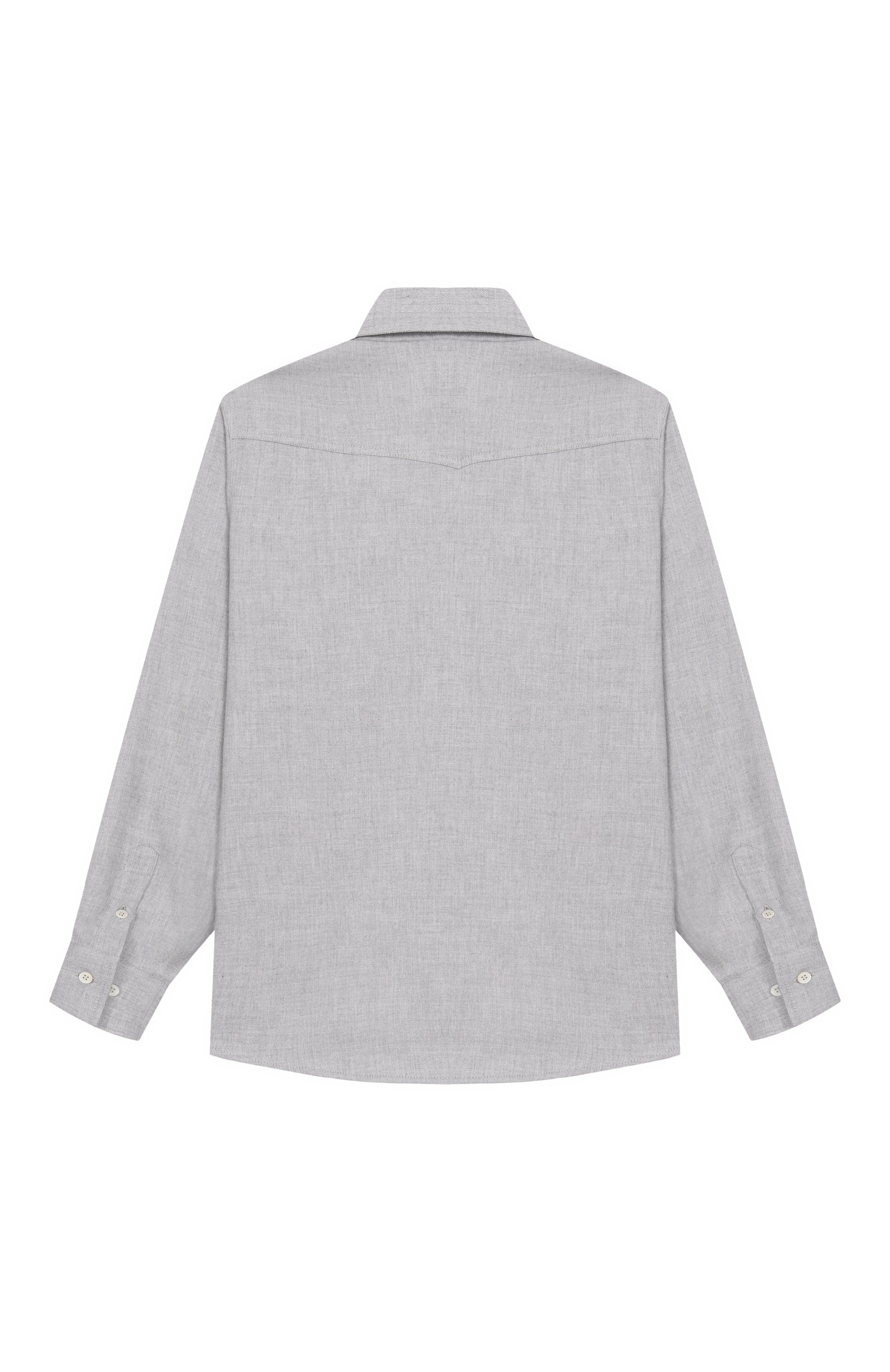 Рубашка из хлопка и лиоцелла BRUNELLO CUCINELLI серого цвета по цене 54250 руб., арт. BY637C360C, фото 2 Рубашка из хлопка и лиоцелла BRUNELLO CUCINELLI, арт. BY637C360C, фото 2