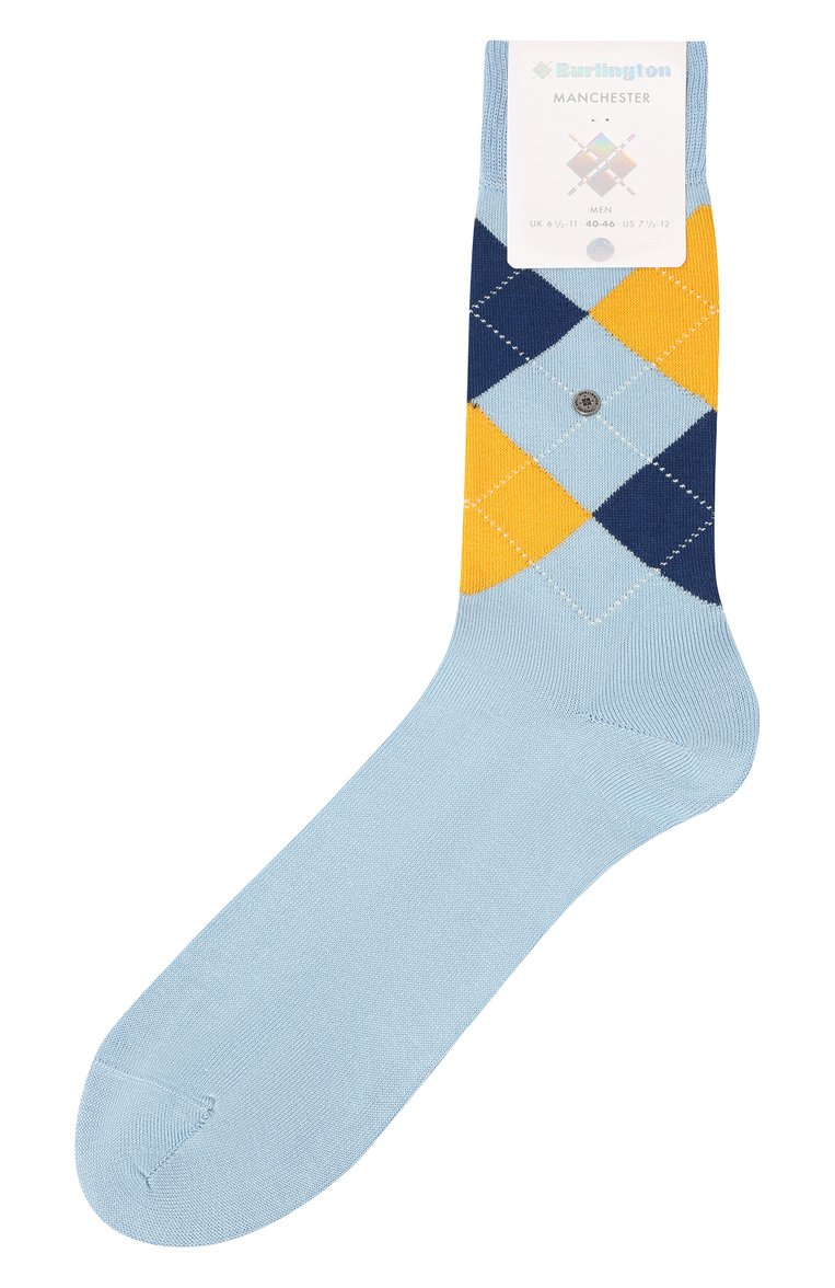 Мужские хлопковые носки BURLINGTON голубого цвета, арт. 20182. | Фото 1 (Кросс-КТ: бельё; Материал сплава: Проставлено; Нос: Не проставлено; Материал внешний: Хлопок)