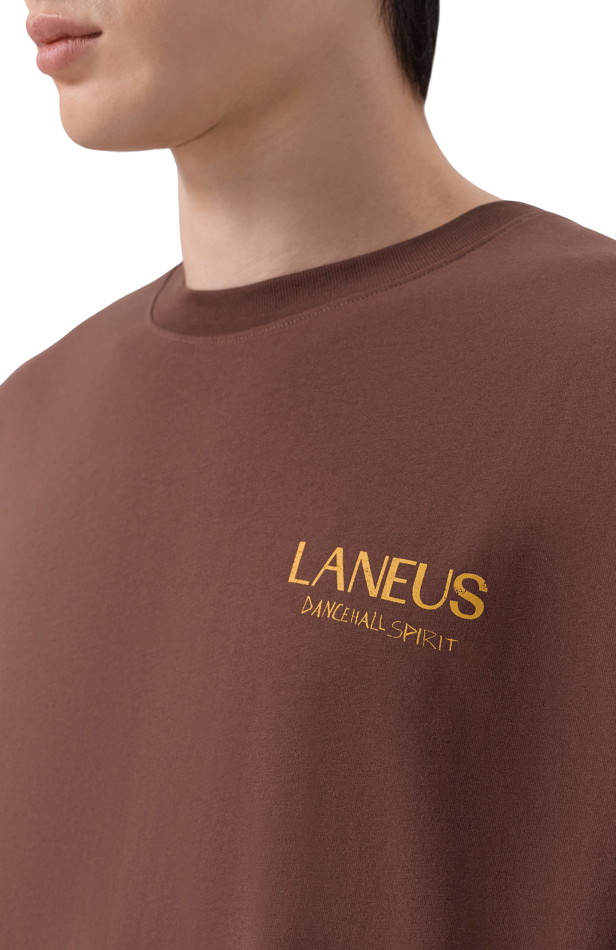 Хлопковая футболка LANEUS темно-коричневого цвета по цене 15850 руб., арт. S6LAMATH118, фото 5 Хлопковая футболка LANEUS, арт. S6LAMATH118, фото 5