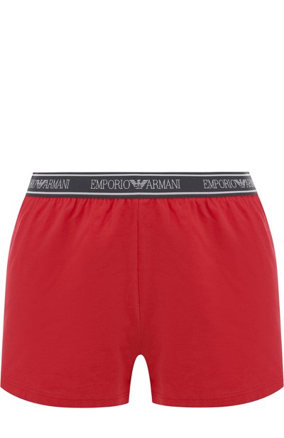 Женские хлопковые мини-шорты с эластичным поясом EMPORIO ARMANI, арт. 164077/8P317