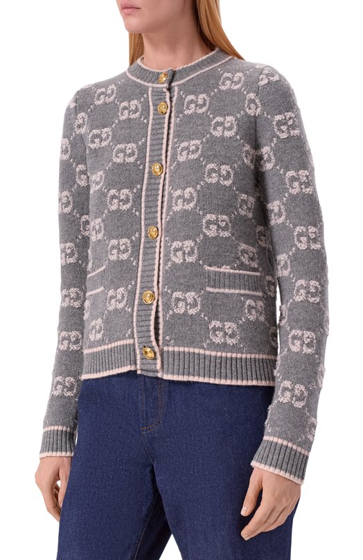 Шерстяной кардиган Gucci 713300/XKCNA Серый  713300/XKCNA Фото 3