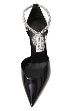 Женские лакированные туфли stevie 100 JIMMY CHOO черного цвета, арт. STEVIE 100 | Фото 6 (Драгоценные камни: Проставлено; Материал внешний: Натуральная кожа; Подошва: Плоская; Материал сплава: Проставлено; Материал внутренний: Натуральная кожа; Каблук высота: Высокий; Каблук тип: Фигурный)