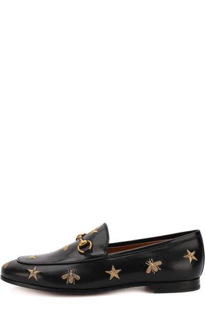 Кожаные лоферы jordaan с вышивкой и пряжкой-трензелем GUCCI, арт. 505281/D3V00, фото 3