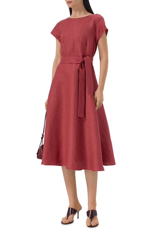 Льняное платье Weekend Max Mara WKDES0RDI0 Бордовый  WKDES0RDI0 Фото 2